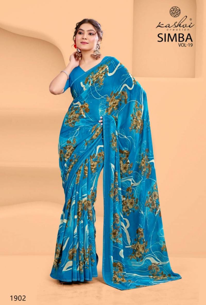 Kashvi Simba Vol 19 Georgette With Swarovski Lace Saree