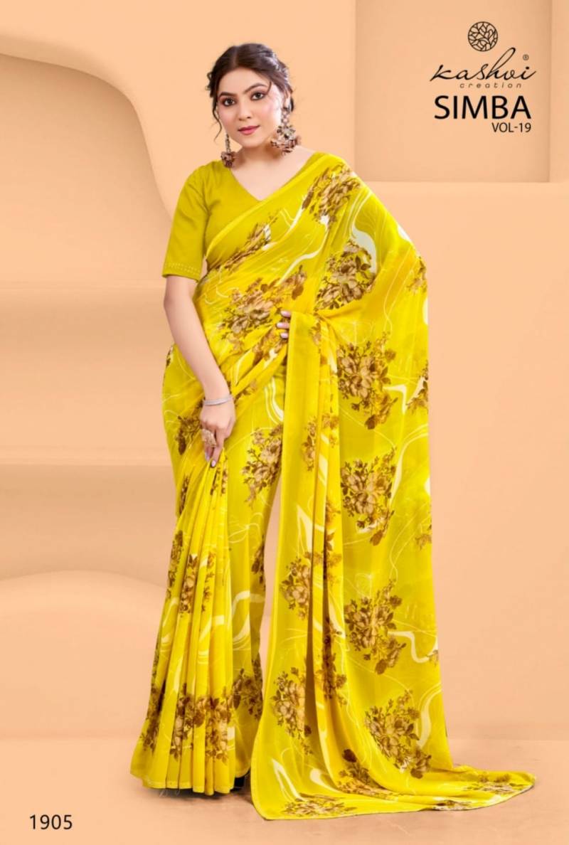 Kashvi Simba Vol 19 Georgette With Swarovski Lace Saree