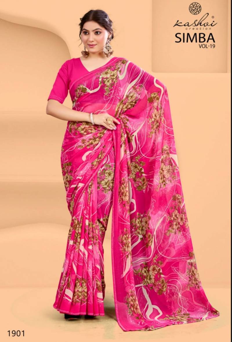 Kashvi Simba Vol 19 Georgette With Swarovski Lace Saree