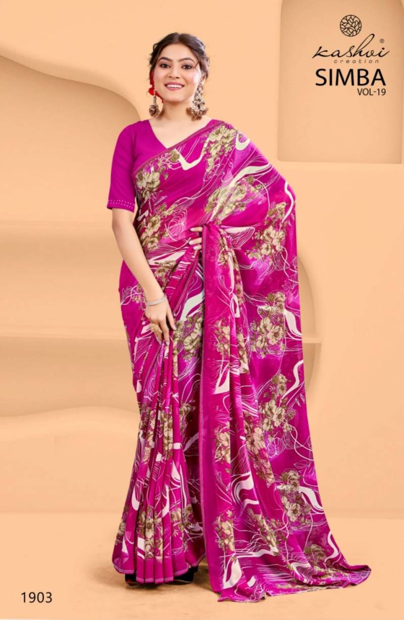Kashvi Simba Vol 19 Georgette With Swarovski Lace Saree