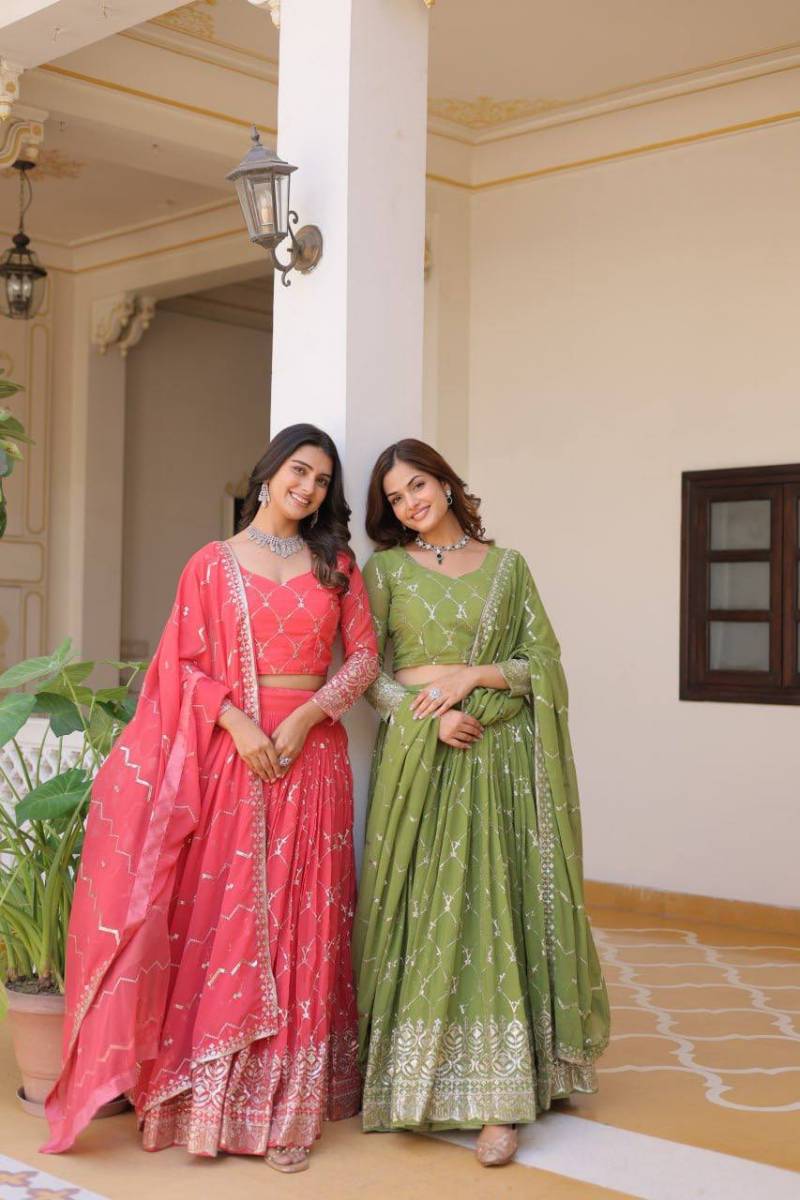 Sn 2335 Designer Embroidered Georgette Lehenga Choli Collection