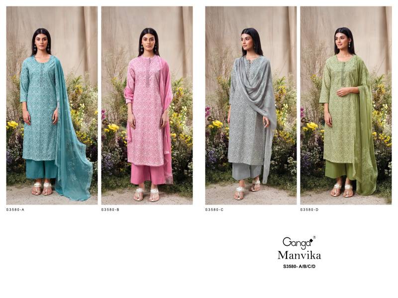 Ganga Manvika Cotton Printed Embroidered Salwar Suit Collection