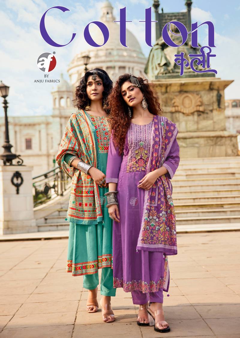 Af Cotton Kali Fancy Kurti Bottom With Dupatta Collection