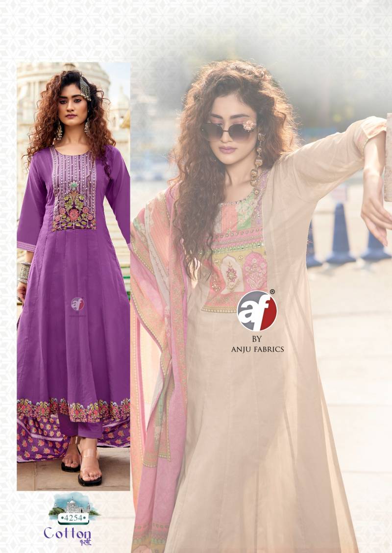 Af Cotton Kali Fancy Kurti Bottom With Dupatta Collection
