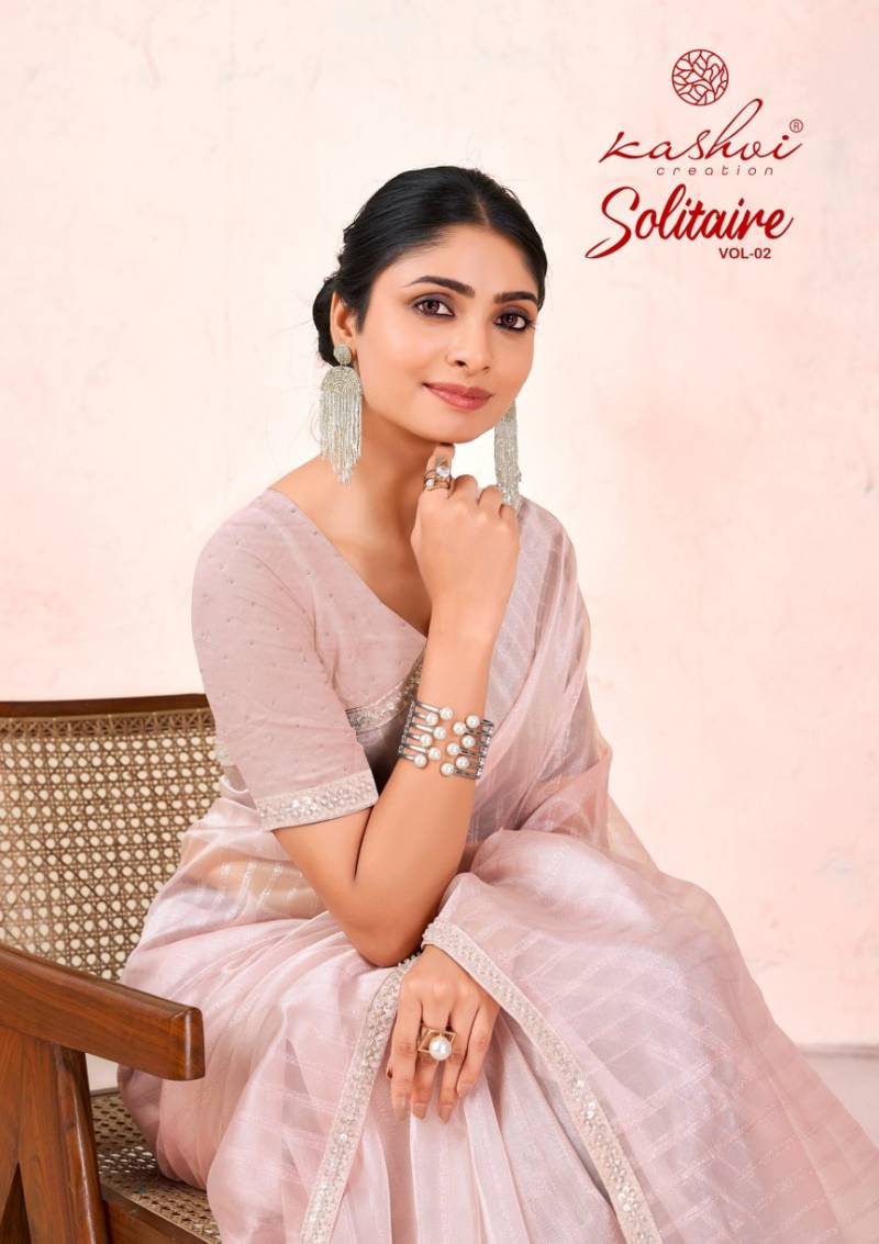 Kashvi Solitaire Vol 2 Organza Silk With Cut Work Saree Collection