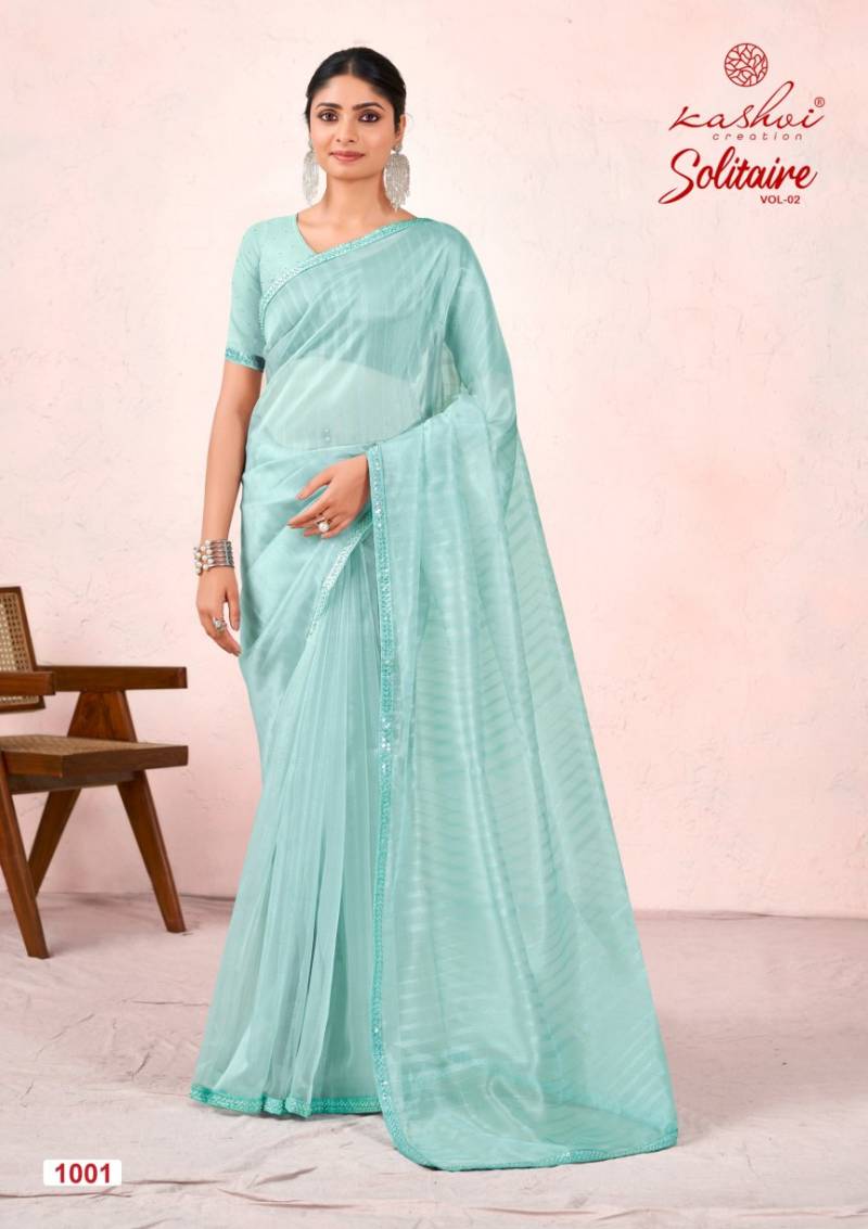 Kashvi Solitaire Vol 2 Organza Silk With Cut Work Saree Collection