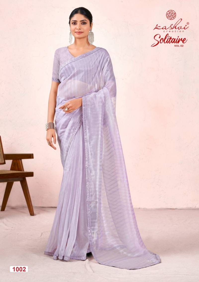 Kashvi Solitaire Vol 2 Organza Silk With Cut Work Saree Collection