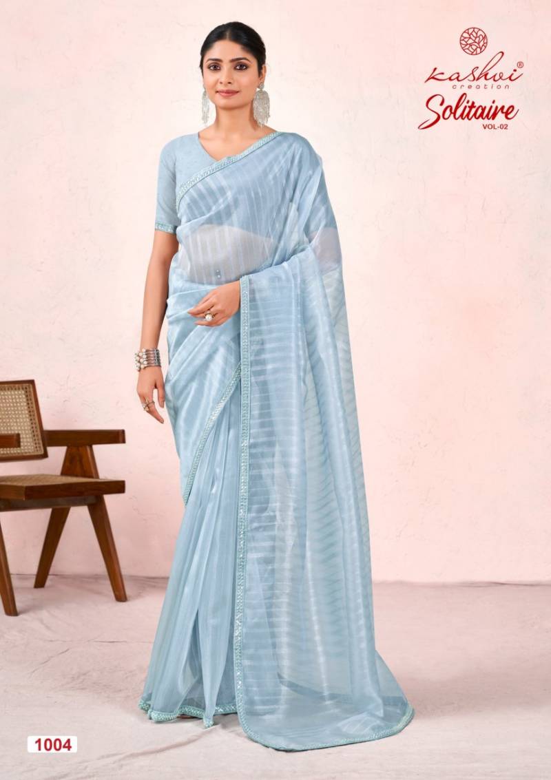 Kashvi Solitaire Vol 2 Organza Silk With Cut Work Saree Collection