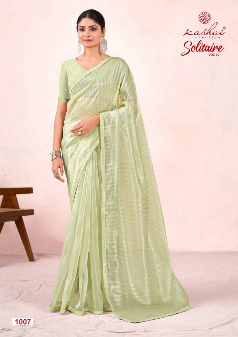 Kashvi Solitaire Vol 2 Organza Silk With Cut Work Saree Collection