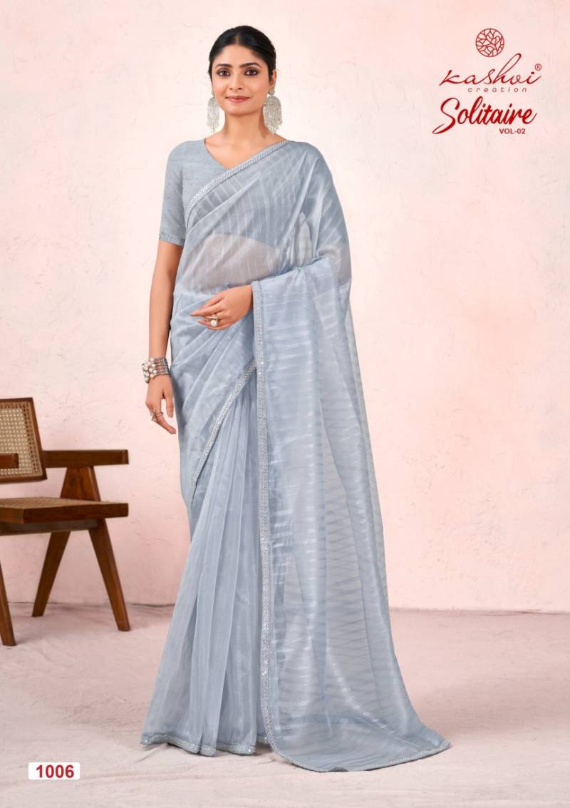 Kashvi Solitaire Vol 2 Organza Silk With Cut Work Saree Collection