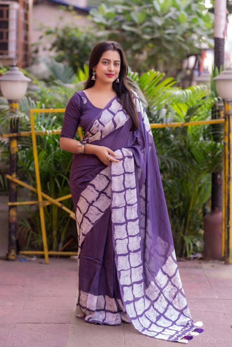 Kc 613 Chanderi Batik With Cotton Tassles On Pallu Sarees