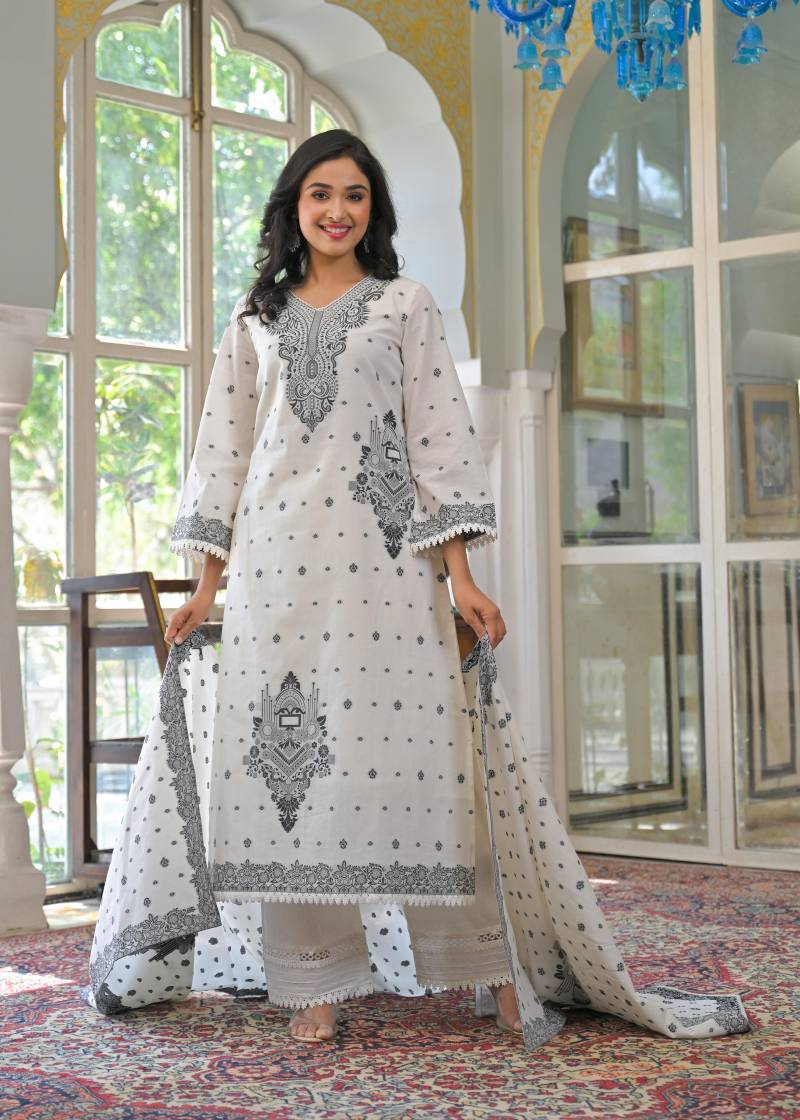 Tanyaa P 366 Cotton Printed Kurti Bottom With Dupatta