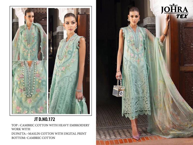 Johra Tex 172 Cambric Cotton Embroidered Pakistani Salwar Kameez