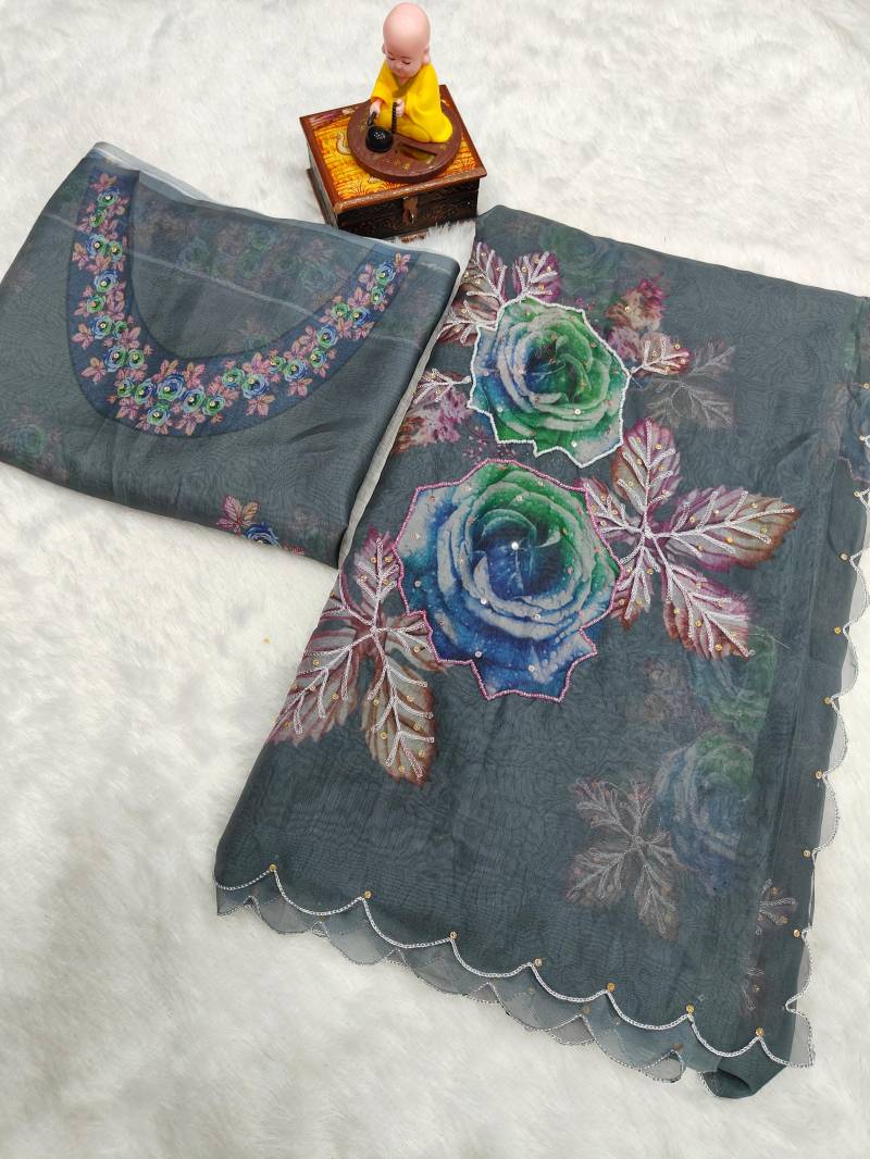 Vt 716 T Soft Tabby Organza With Digital Printed Saree Collection