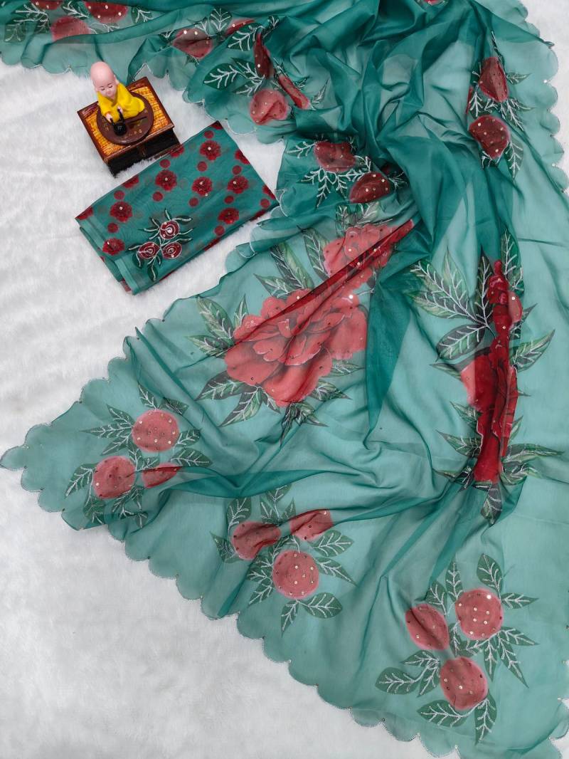 Vt 718 T Soft Tabby Organza With Digital Printed Saree Collection