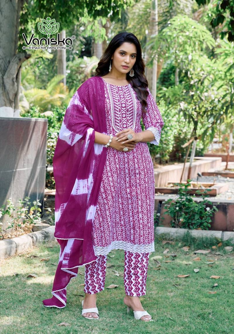 Vaniska Cotton Culture Vol 1 Cotton Batik Printed Kurti Bottom With Dupatta