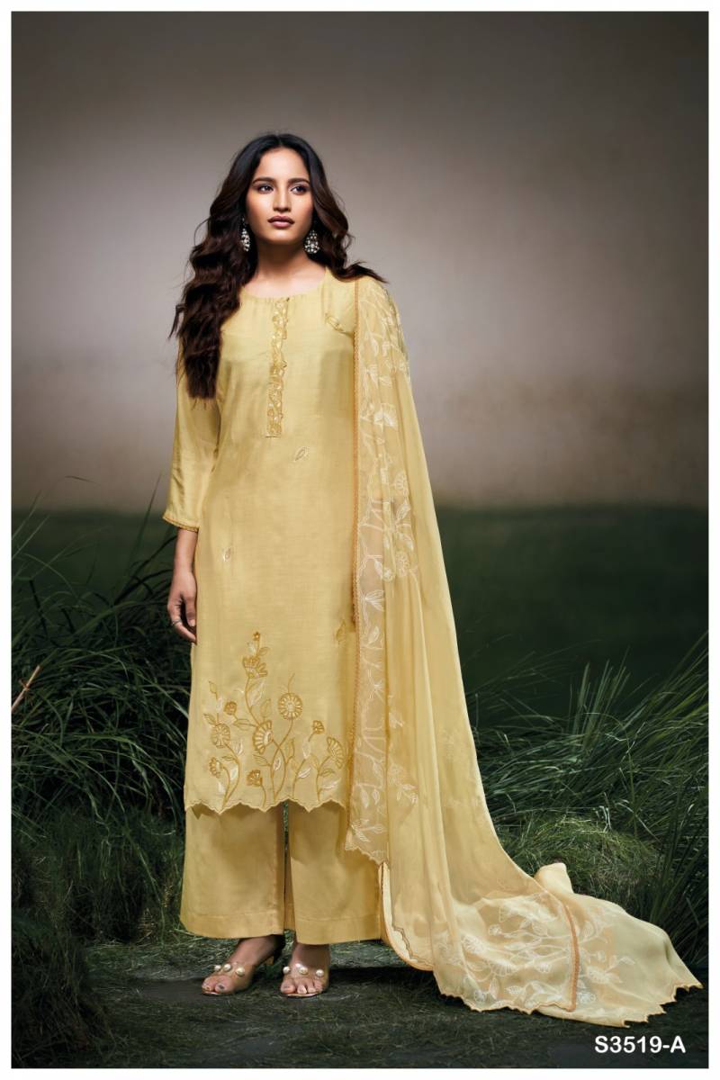 Ganga Elayna Bemberg Silk Solid Fancy Salwar Suit Collection