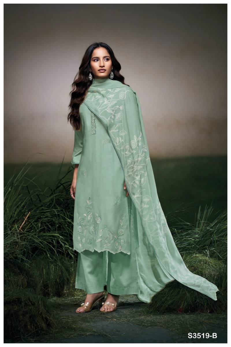 Ganga Elayna Bemberg Silk Solid Fancy Salwar Suit Collection
