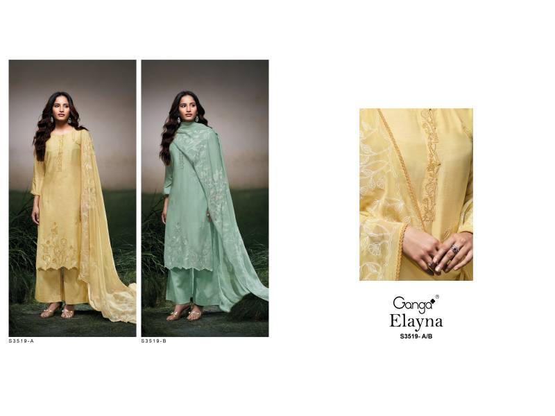 Ganga Elayna Bemberg Silk Solid Fancy Salwar Suit Collection