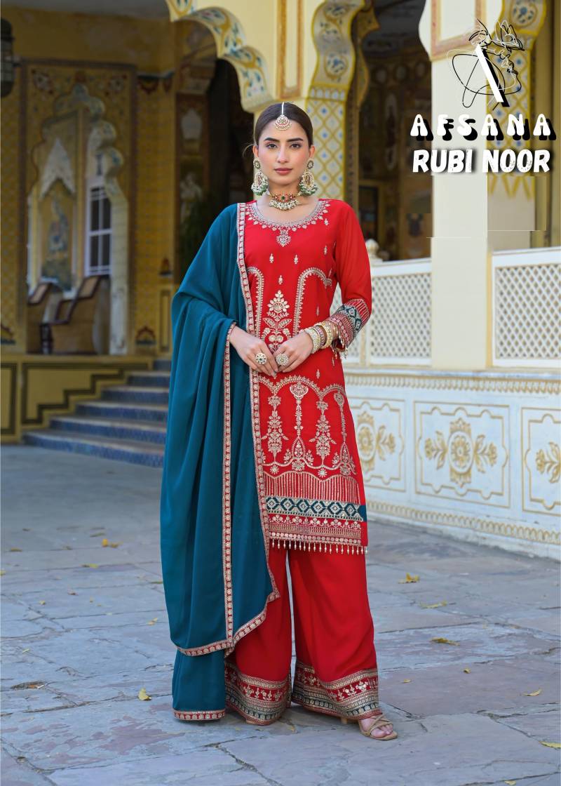 Afsana Rubi Noor Georgette Kurti Bottom With Dupatta Collection