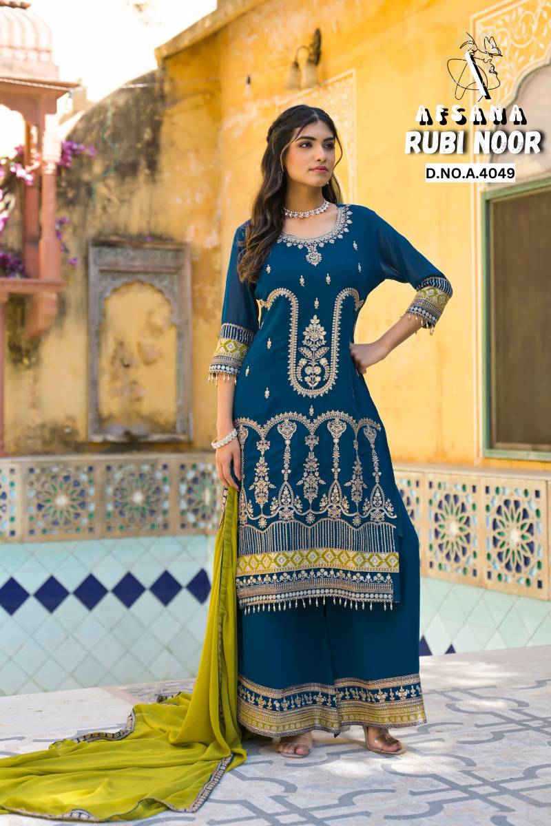 Afsana Rubi Noor Georgette Kurti Bottom With Dupatta Collection