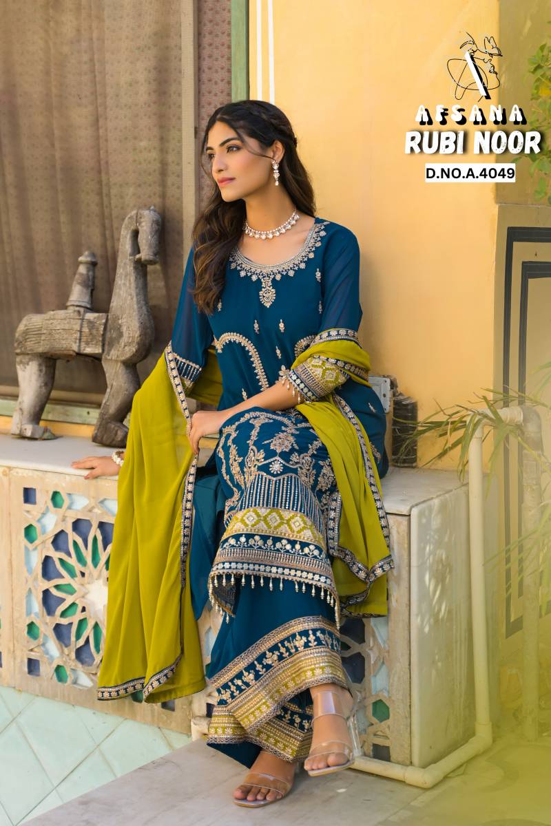 Afsana Rubi Noor Georgette Kurti Bottom With Dupatta Collection