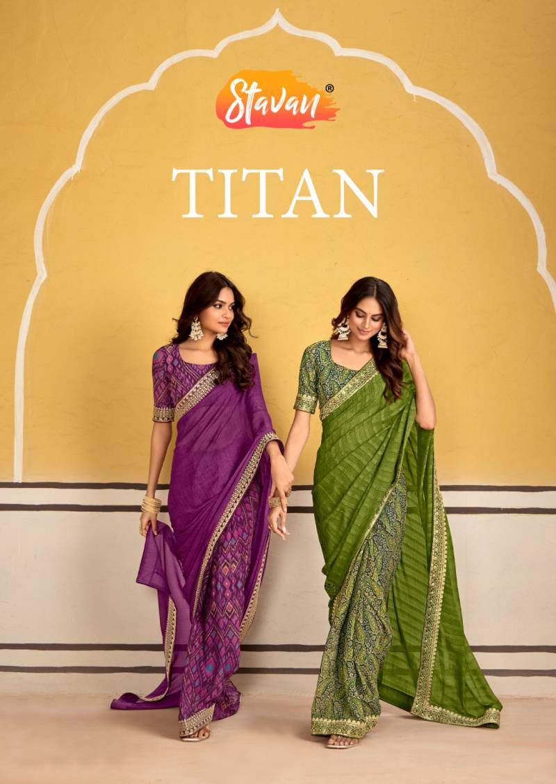 Stavan Titan Georgette Embroidery Border Saree Collection