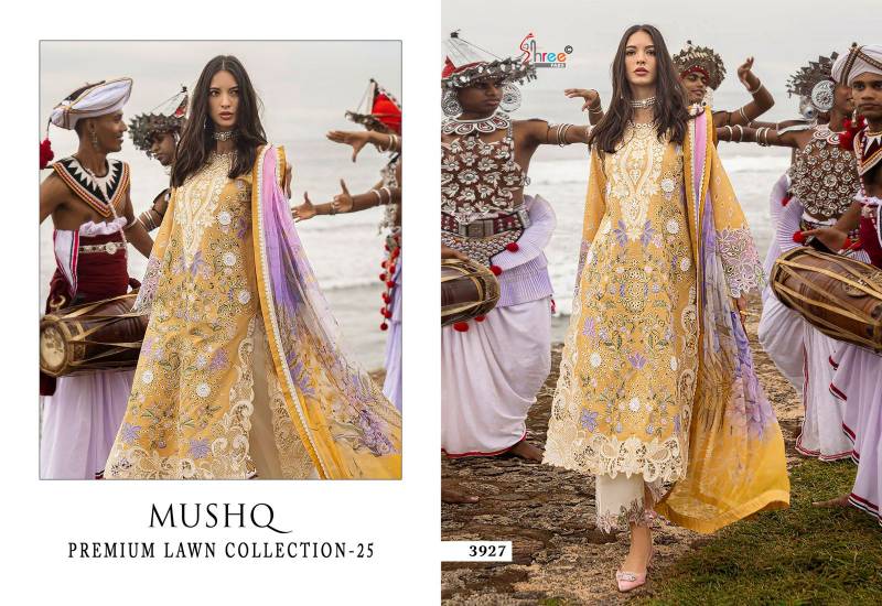Shree Mushq Premium Lawn Collection 25 Cotton Dupatta Pakistani Suit