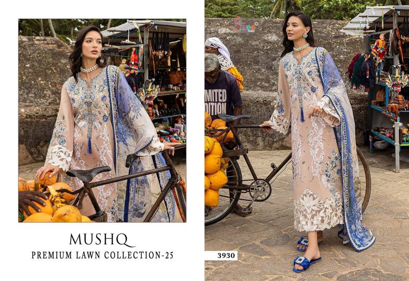 Shree Mushq Premium Lawn Collection 25 Chiffon Dupatta Pakistani Suit
