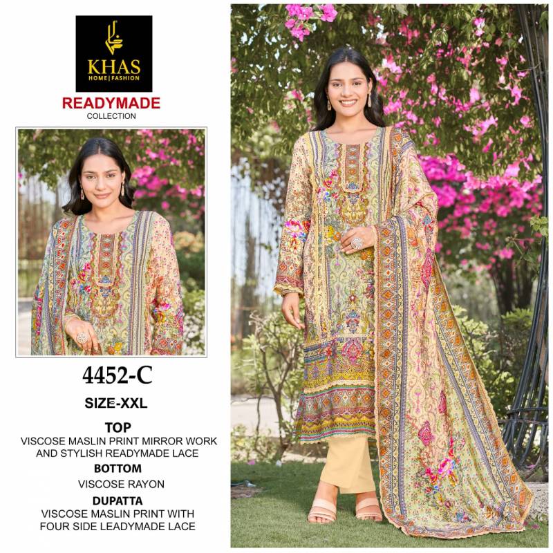 Khas 4452 Viscose Maslin Ready Made Pakistani Suits Collection