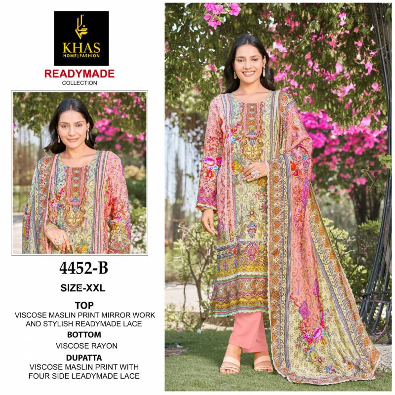 Khas 4452 Viscose Maslin Ready Made Pakistani Suits Collection