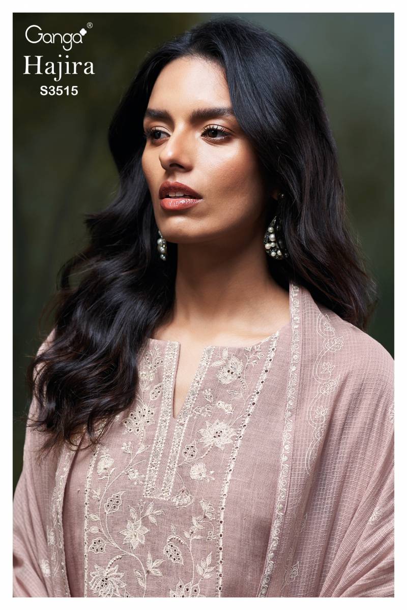 Ganga Hajira Linen Solid Embroidered Salwar Suit Collection