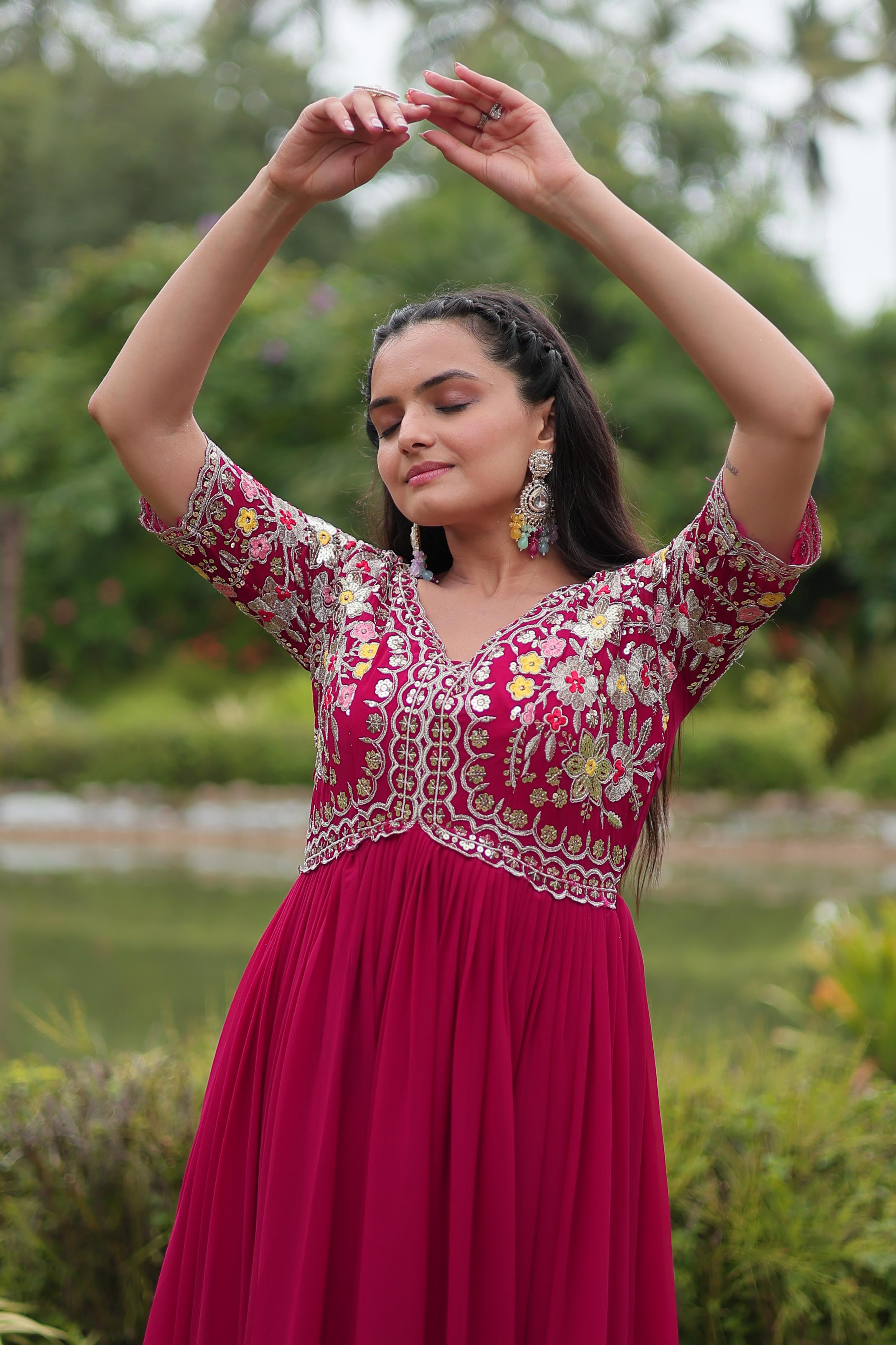 Lekha KA 1110 Faux Blooming with Embroidery Zari Sequins Gown Collection