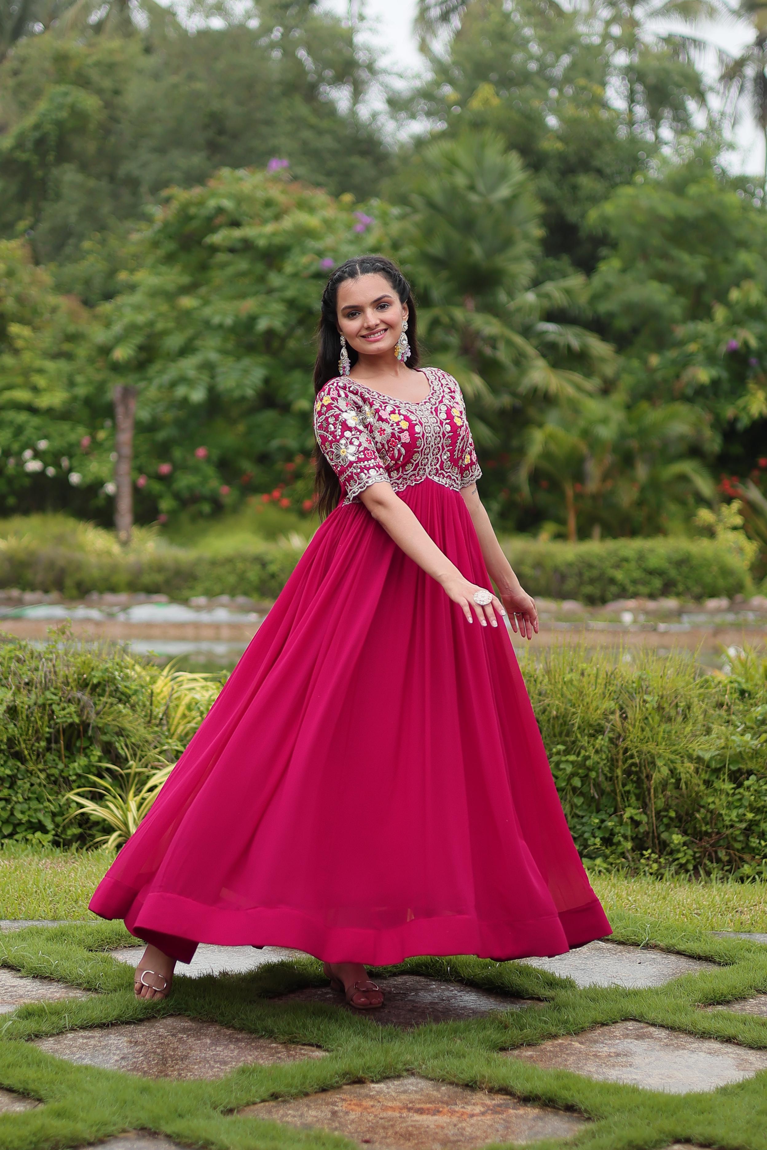 Lekha KA 1110 Faux Blooming with Embroidery Zari Sequins Gown Collection