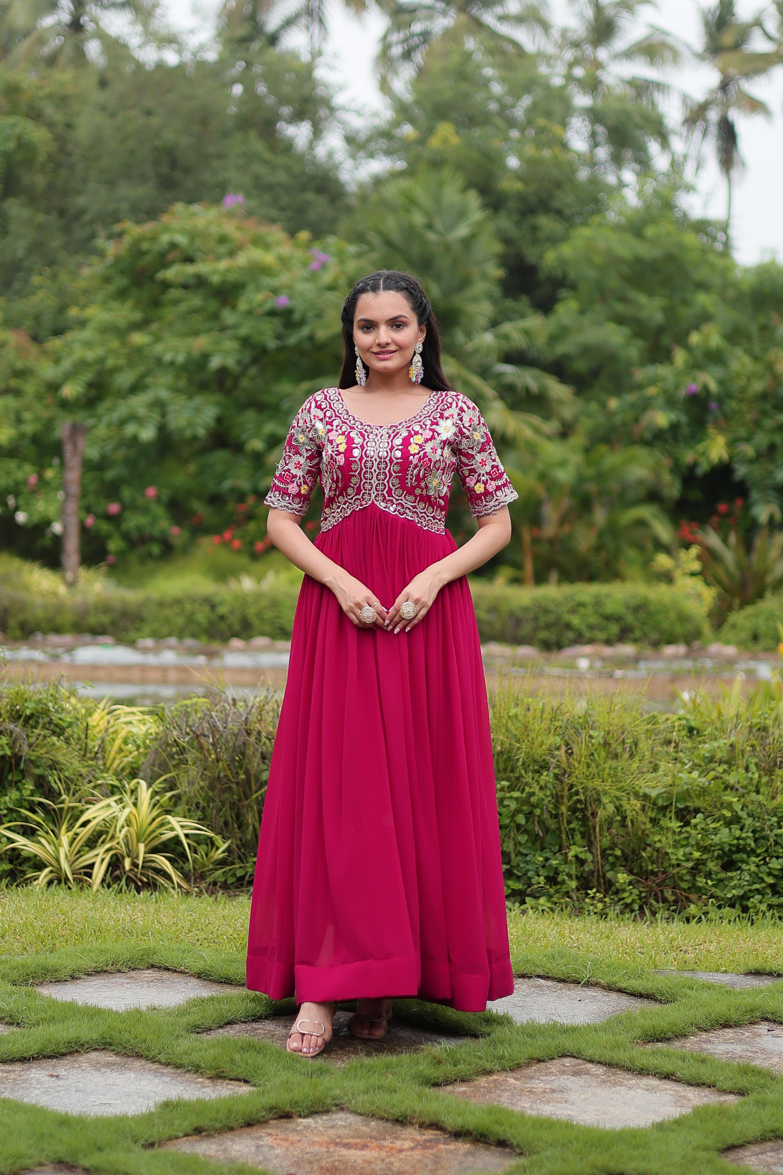 Lekha KA 1110 Faux Blooming with Embroidery Zari Sequins Gown Collection