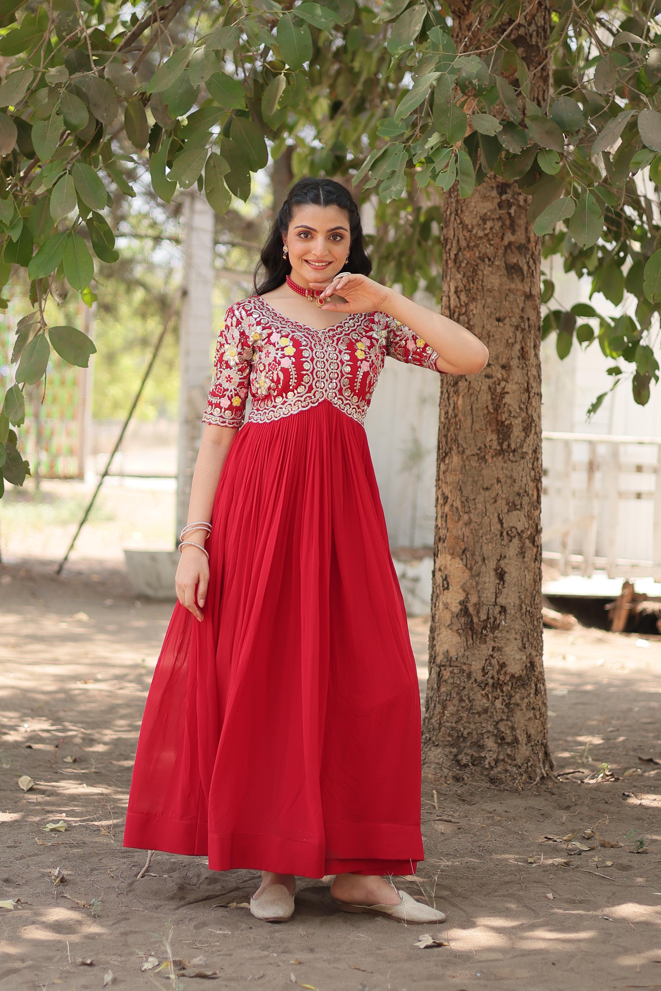 Lekha KA 1110 Faux Blooming with Embroidery Zari Sequins Gown Collection