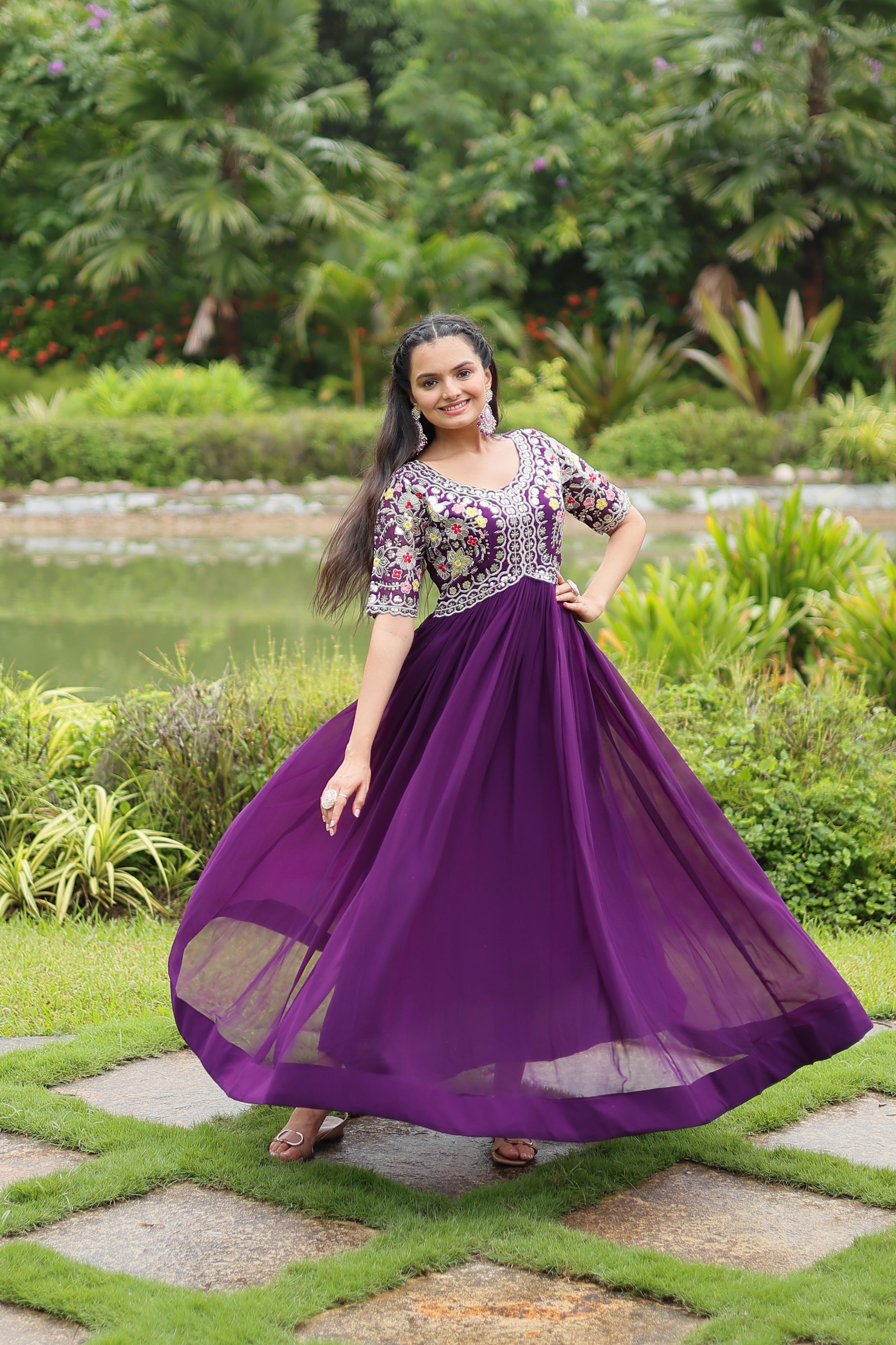 Lekha KA 1110 Faux Blooming with Embroidery Zari Sequins Gown Collection