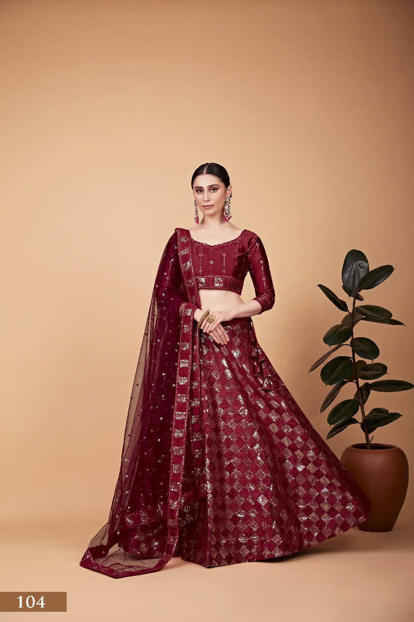 Aawiya Nayra Vol 1 SKU 104 Heavy Silk Sequins With Embroidery Lehenga Choli