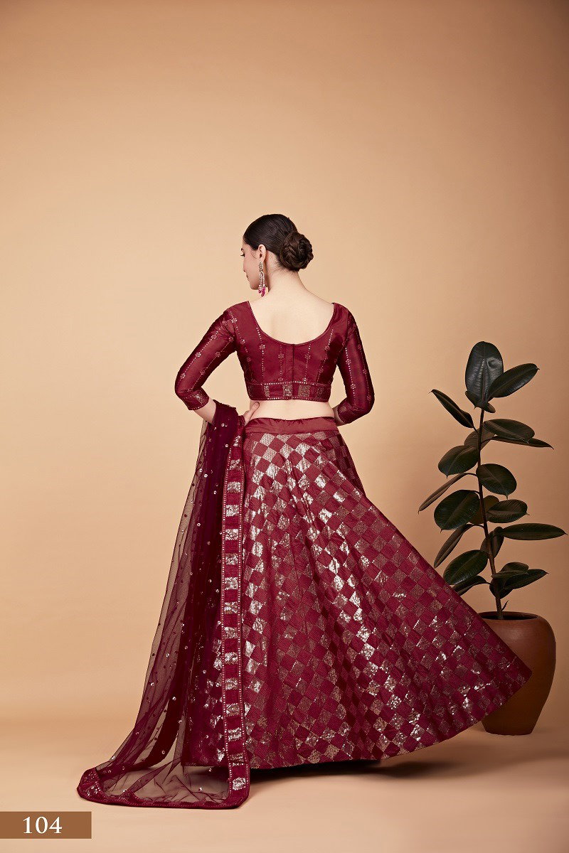 Aawiya Nayra Vol 1 SKU 104 Heavy Silk Sequins With Embroidery Lehenga Choli