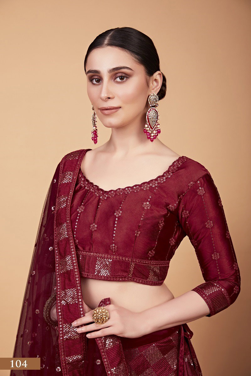 Aawiya Nayra Vol 1 SKU 104 Heavy Silk Sequins With Embroidery Lehenga Choli