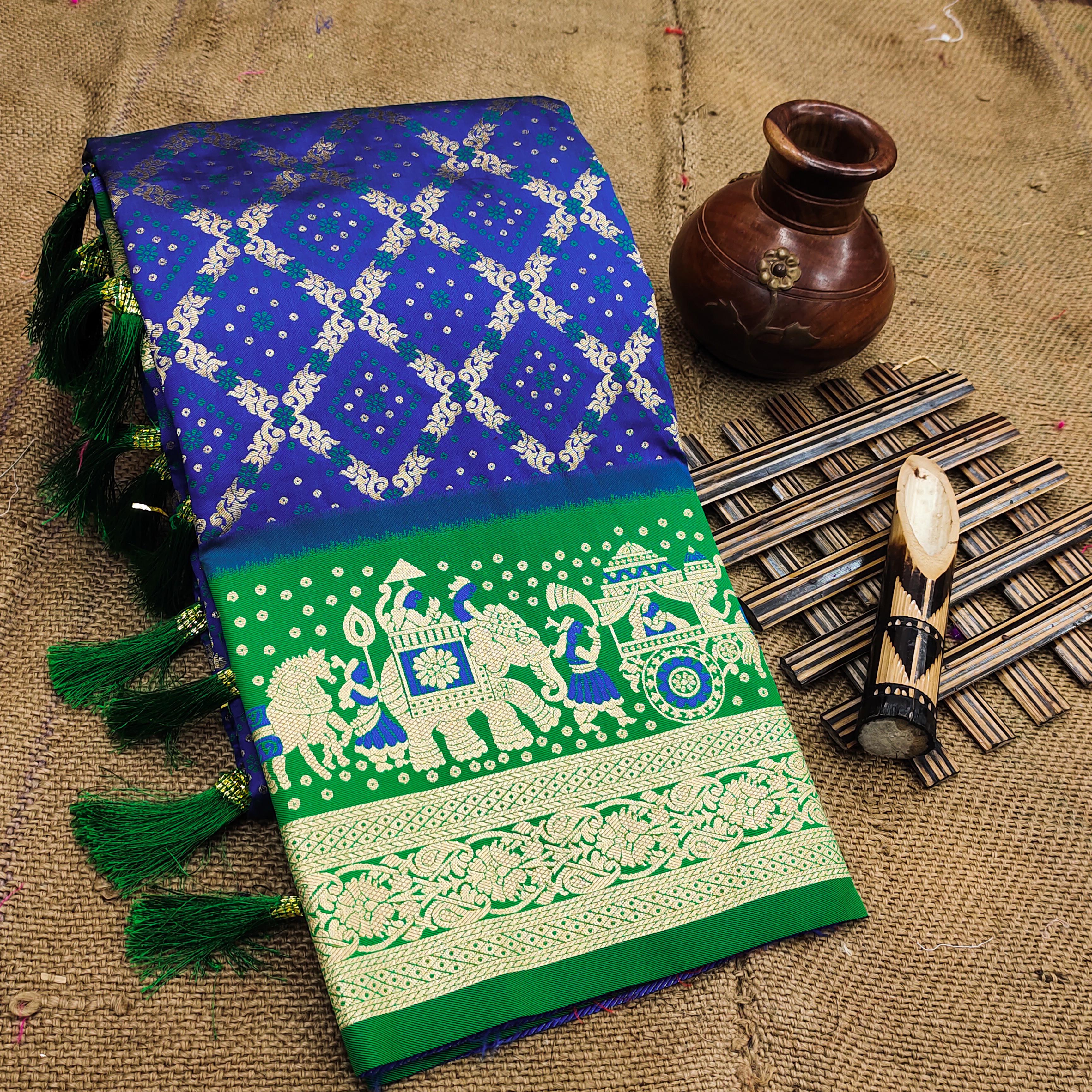 Lekha MN Kanjivaram Patola Soft Silk Meenakari Bandhani Patola Weaving Saree Collection