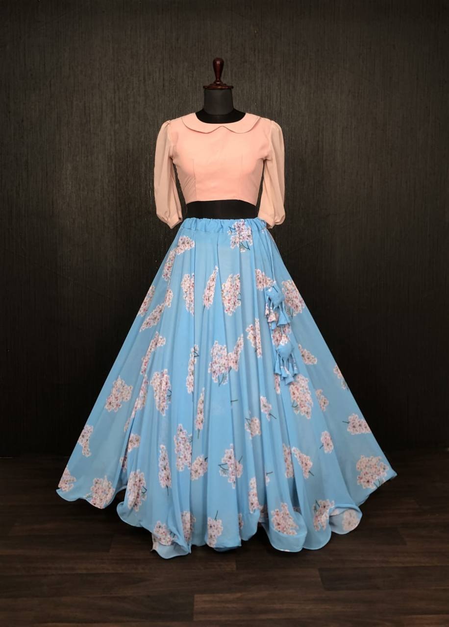 Lekha KA 5002 Faux Georgette Flower Digital Printed Crop Top