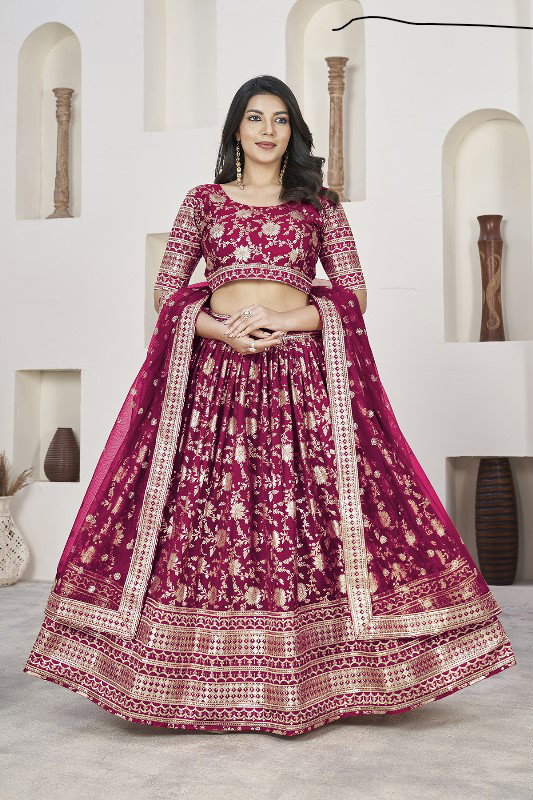 Aawiya Aalisha Vol 1 1017 Rani Dola Jacquard Zari Embroidered Lehenga Choli Collection