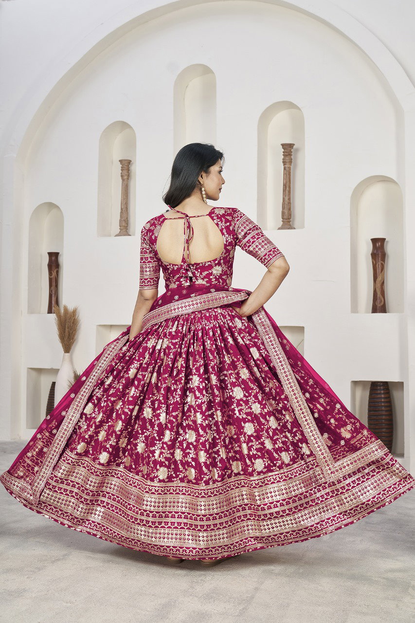 Aawiya Aalisha Vol 1 1017 Rani Dola Jacquard Zari Embroidered Lehenga Choli Collection