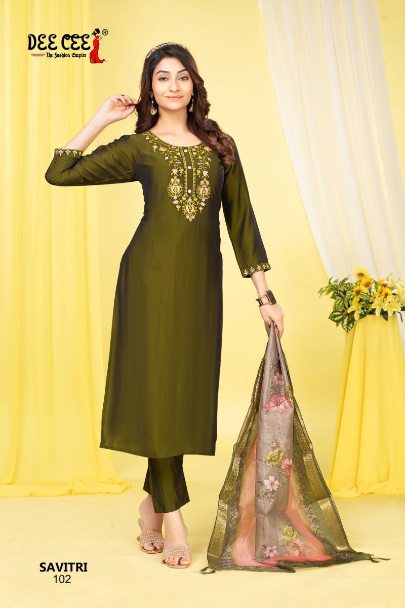 Deecee Savitri Rangila Silk Kurti Bottom With Dupatta