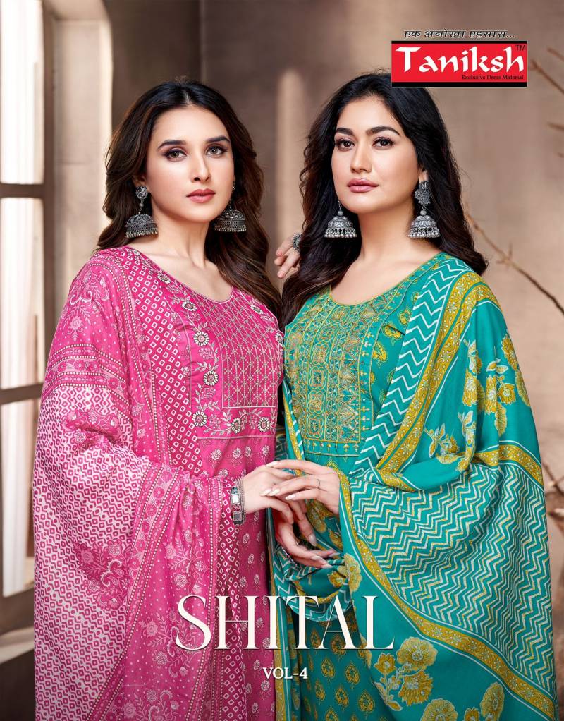 Taniksh Shital Vol 4 Cambric Cotton Printed Kurti Bottom With Dupatta