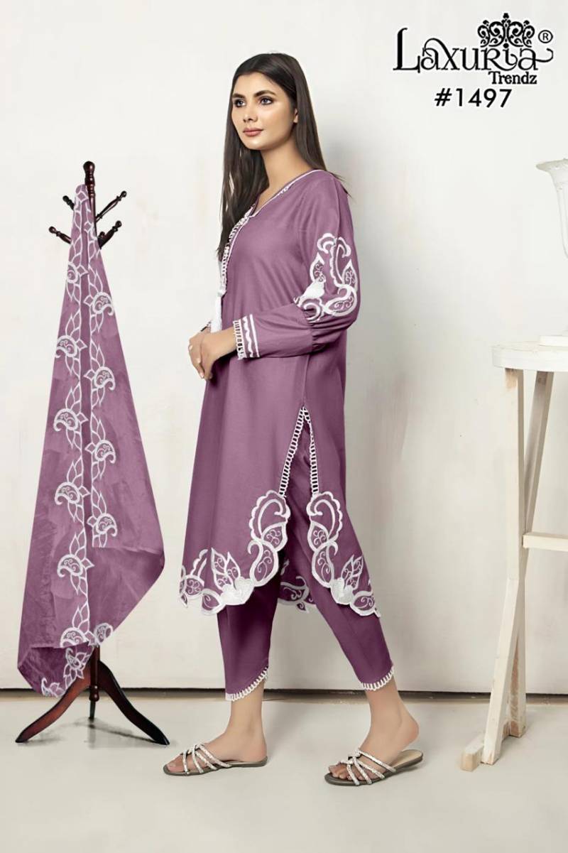 Laxuria Trendz 1497 Colours Jam Satin Tunic Ready Made Suit