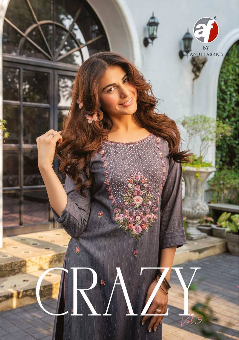 Af Crazy Vol 5 Viscose Rayon Knot Work Kurti Collection
