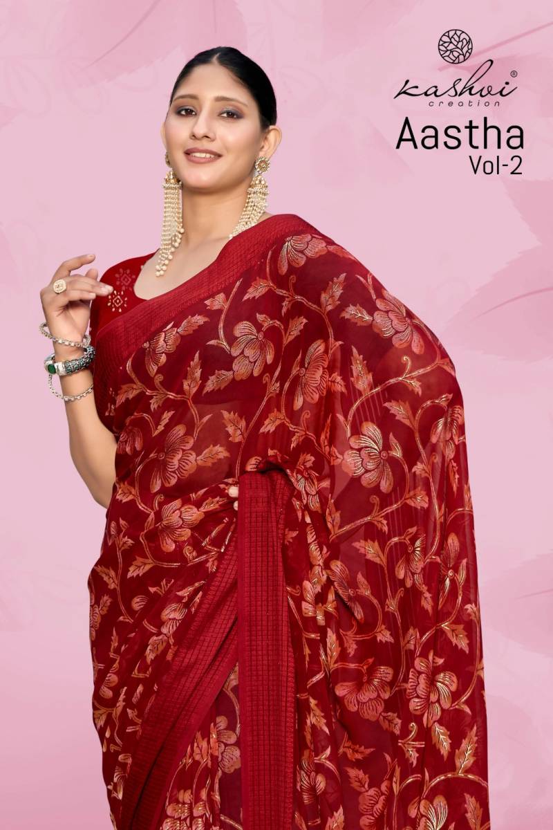 Kashvi Aastha Vol 2 Georgette Jacquard Printed Saree Collection