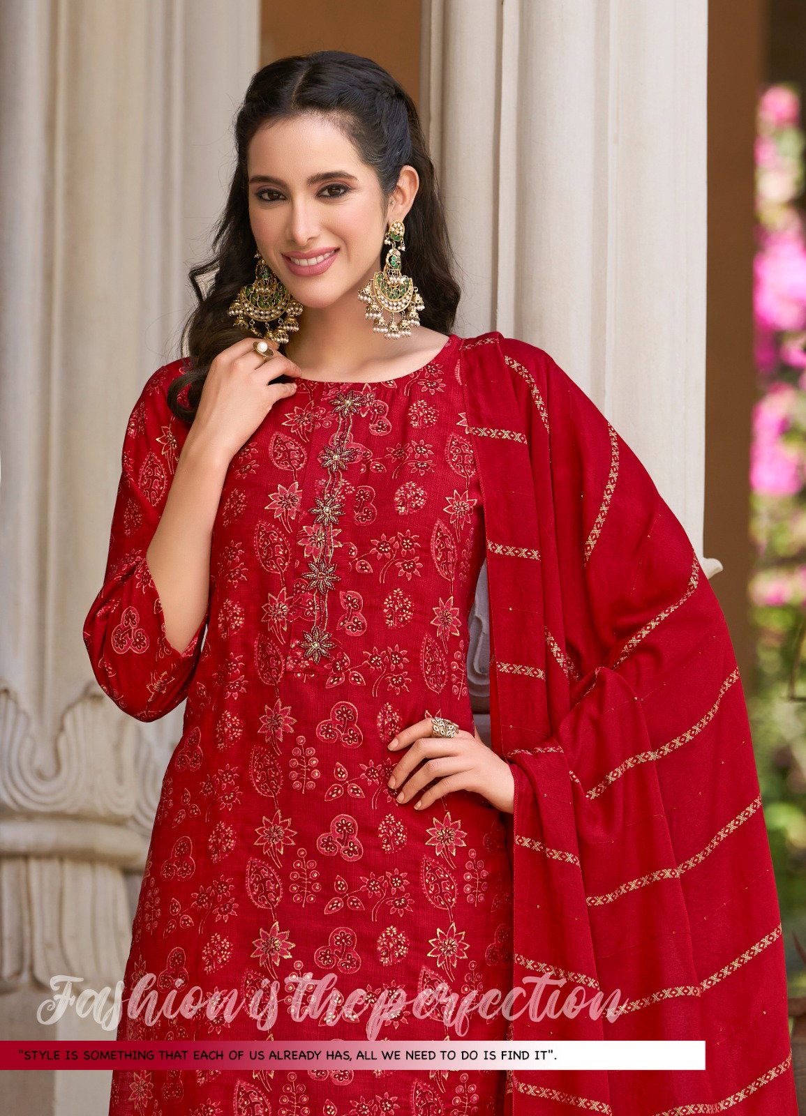 Radhika Alexa Vol 3 Vertican Silk Foil Printed Kurti Pant With Dupatta
